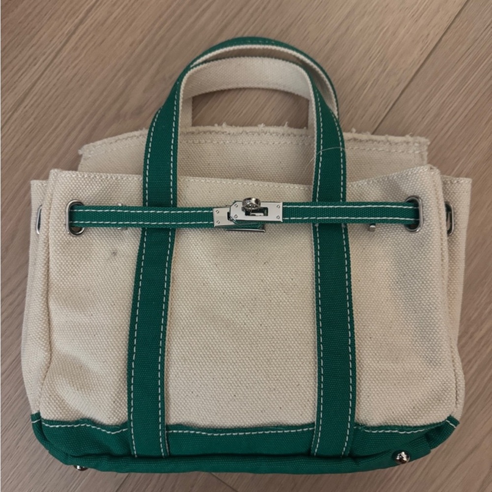 Boatkin Canvas Tote with Green Trim